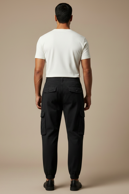 Pantalon Parachute Noir Cargo Ample Jogger Homme - Toile - vue 2