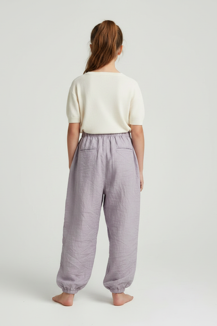 Pantalon Parachute Lin Ample Violet Fille - vue 2