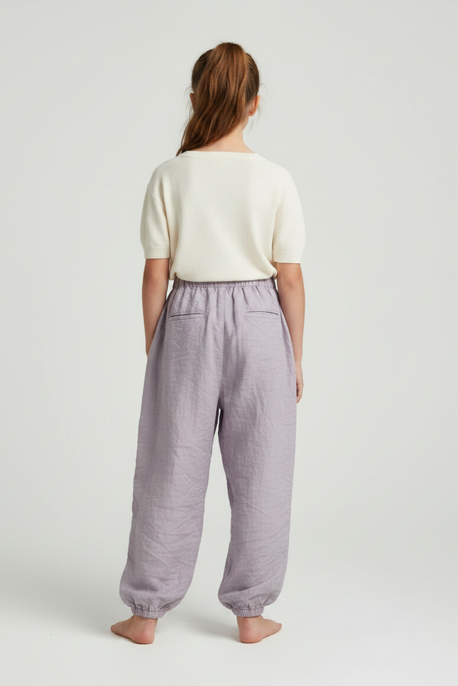 Pantalon Parachute Lin Ample Violet Fille - vue 2