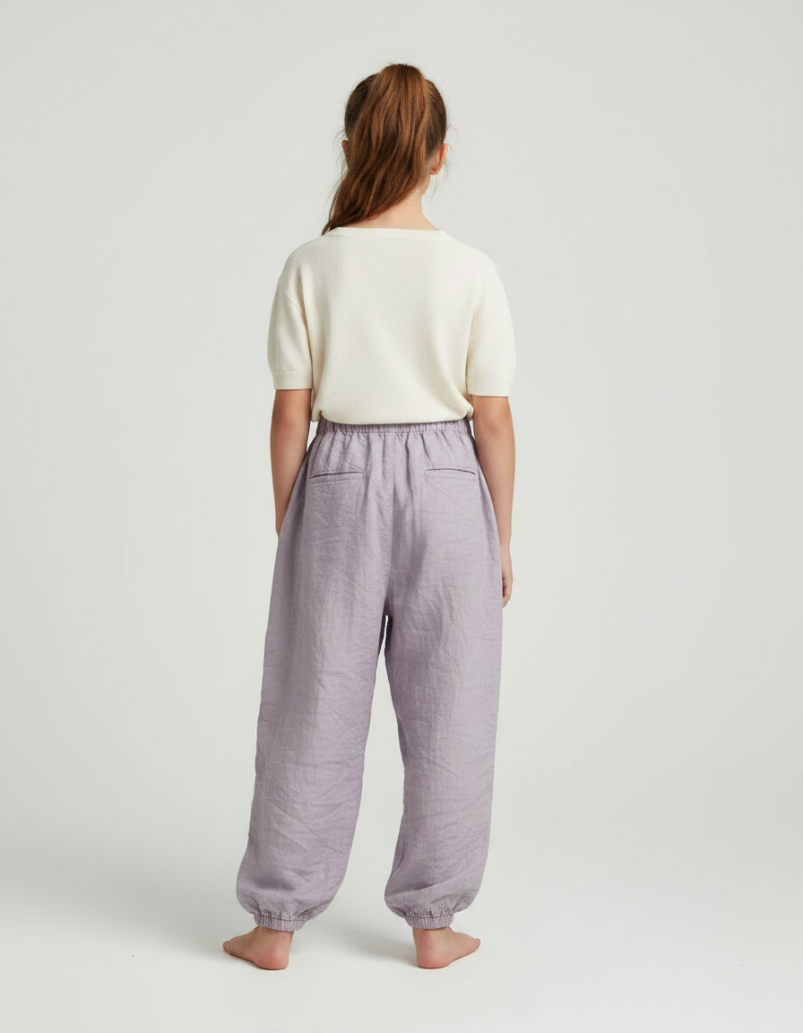 Pantalon Parachute Lin Ample Violet Fille - vue 2