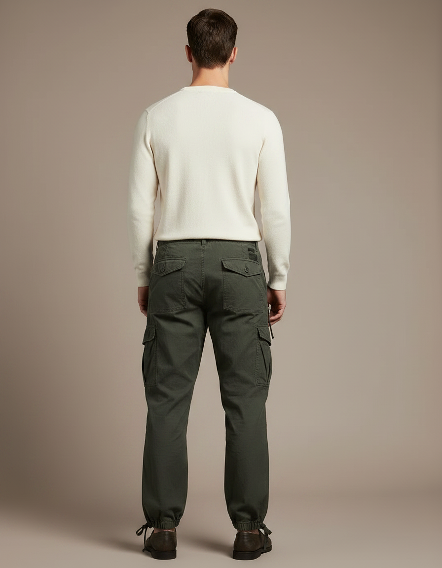 Pantalon Parachute Kaki Cargo Homme Décontracté Coton - vue 2