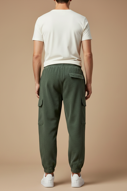 Pantalon Parachute Vert Côtelé Cargo Cordon Homme - Cordé - vue 2