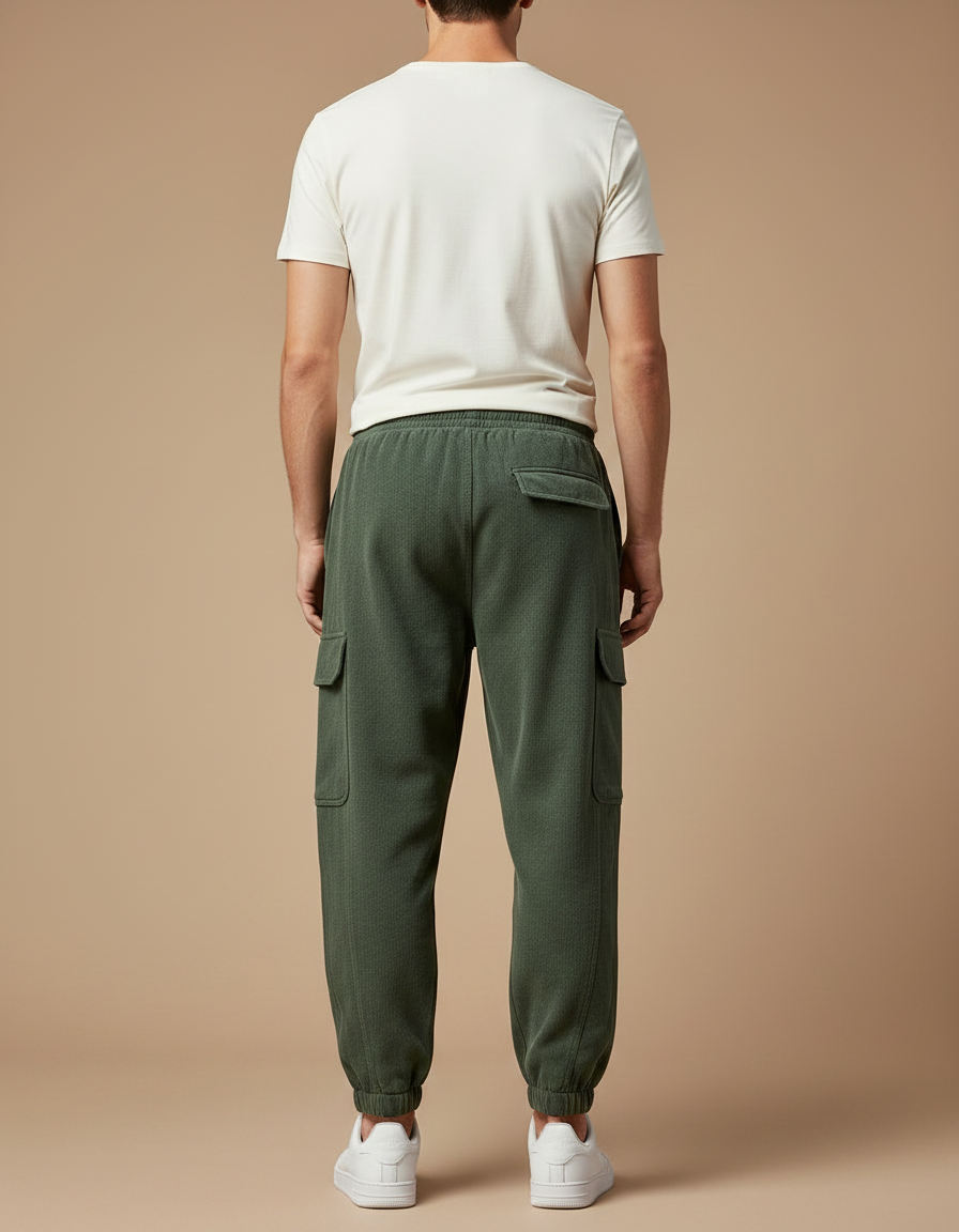 Pantalon Parachute Vert Côtelé Cargo Cordon Homme - Cordé - vue 2