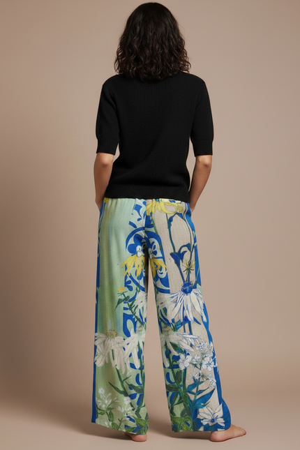 Pantalon Parachute Fluide Imprimé Floral Ample Estival - Multicolore Lin - vue 2