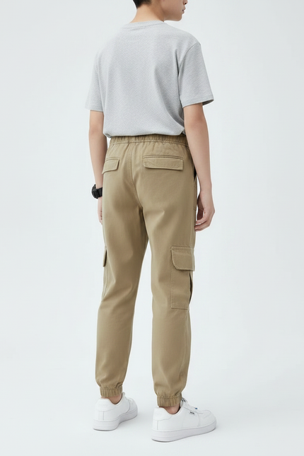 Pantalon Parachute Kaki Cargo Ample Coton Garçon - vue 2