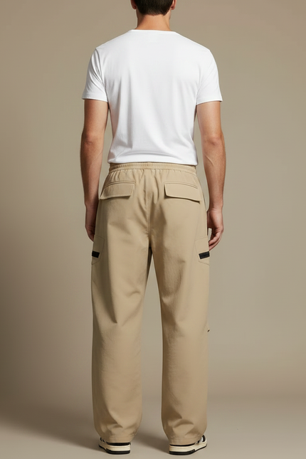 Pantalon Parachute Kaki Ample Cargo Multipoches Homme - Polyester - vue 2