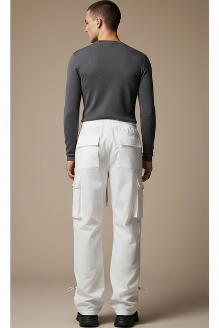 Pantalon Parachute Blanc - Polyester - vue 2
