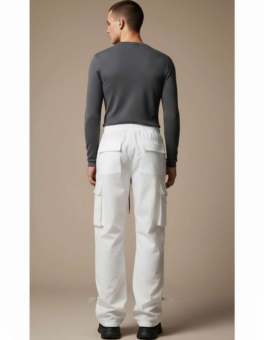 Pantalon Parachute Blanc - Polyester - vue 2