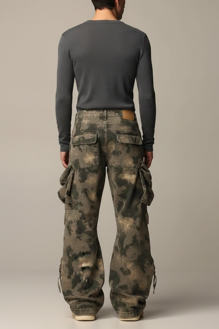 Pantalon Parachute Camouflage Ample Cargo Homme Décontracté - Multicolore Toile - vue 2