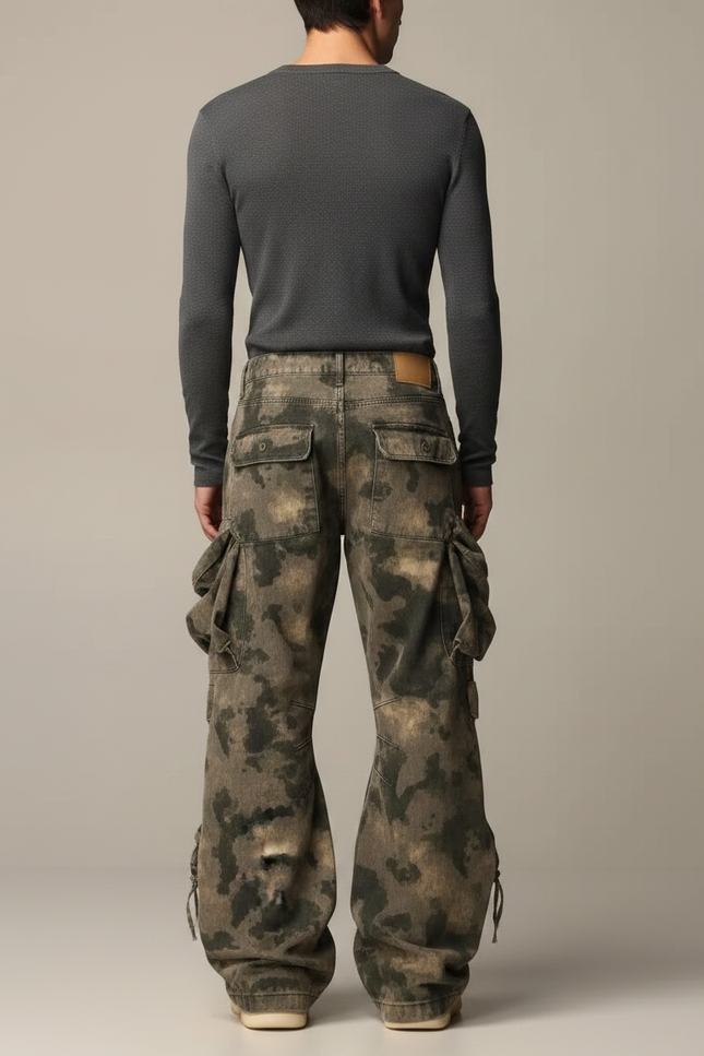 Pantalon Parachute Camouflage Ample Cargo Homme Décontracté - Multicolore Toile - vue 2
