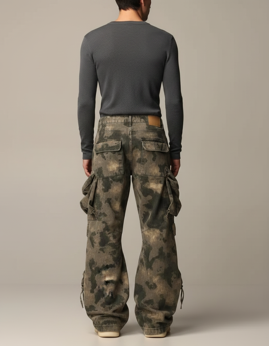 Pantalon Parachute Camouflage Ample Cargo Homme Décontracté - Multicolore Toile - vue 2