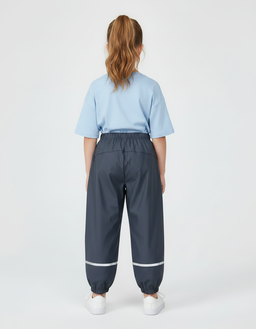 Pantalon Parachute Gris Imperméable Enfant Réfléchissant Élastiqué - Polyester - vue 2
