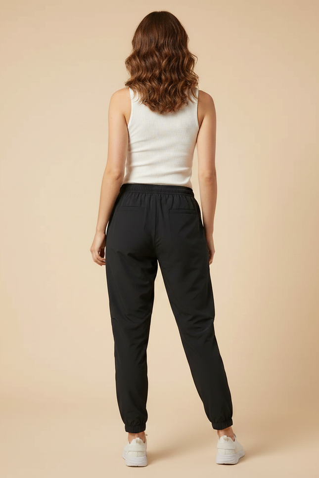 Pantalon Parachute Noir Ample Fluide Cordon Sport Femme - Polyester - vue 2