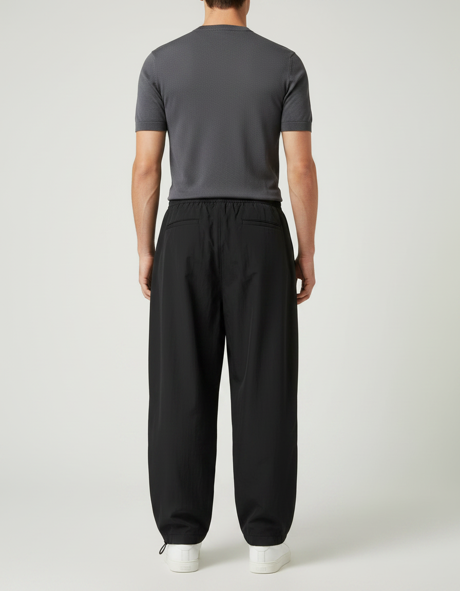 Pantalon Parachute Noir Ample Homme Décontracté Sport - Polyester - vue 2
