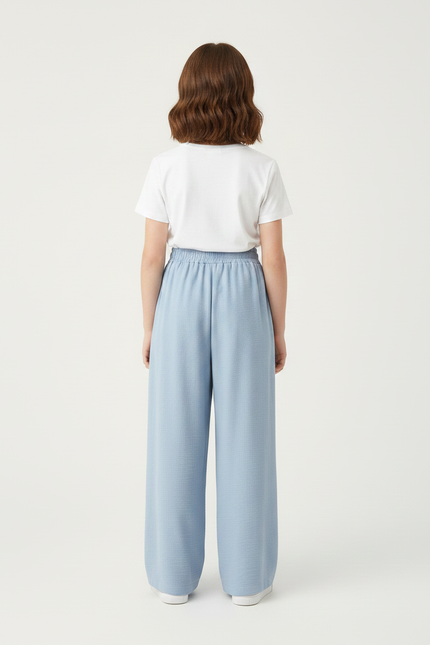 Pantalon Parachute Bleu Ciel Ample Fluide Décontracté Femme - Viscose - vue 2
