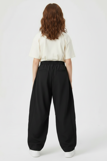 Pantalon Parachute Noir Ample Décontracté Fille - Polyester - vue 2