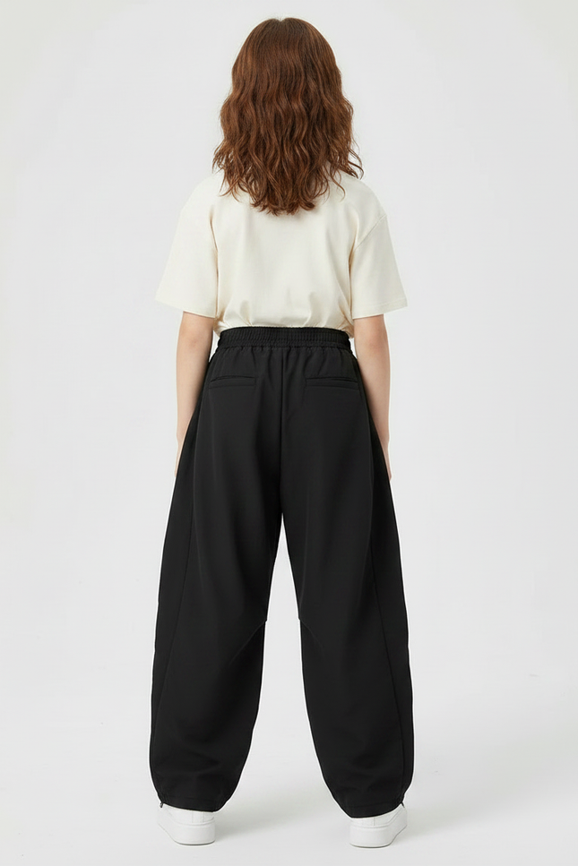 Pantalon Parachute Noir Ample Décontracté Fille - Polyester - vue 2