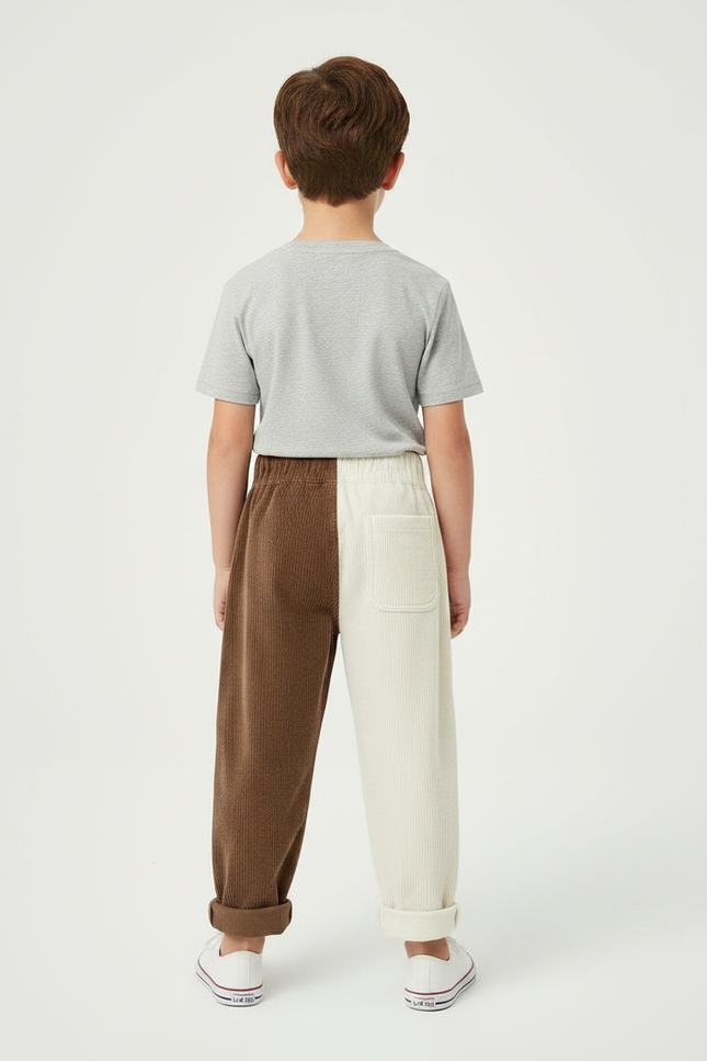 Pantalon Parachute Bicolore Côtelé Ample Enfant - Multicolore Cordé - vue 2