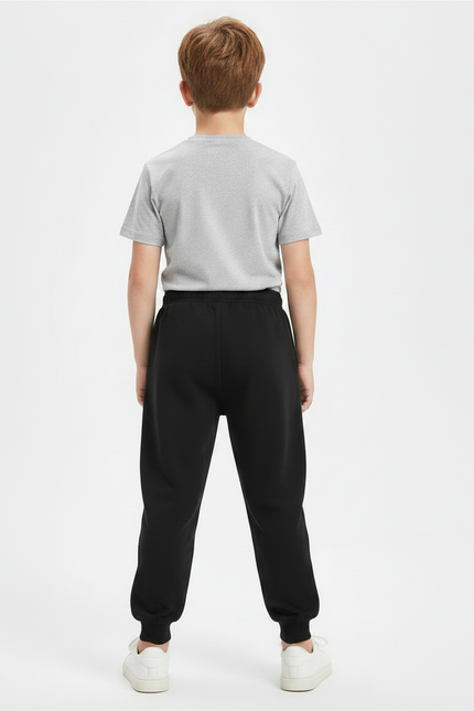 Pantalon Parachute Noir Ample Coton Enfant Basique - Molleton - vue 2