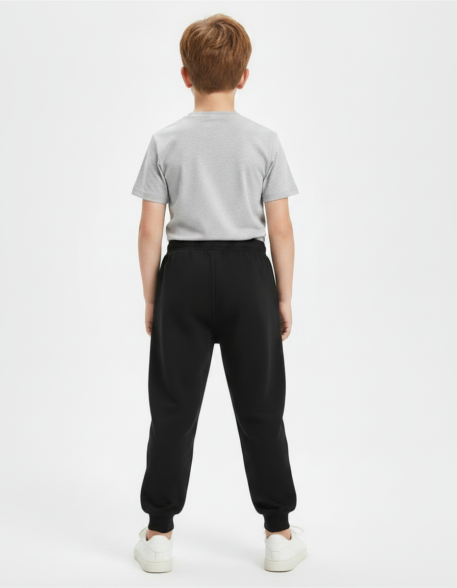 Pantalon Parachute Noir Ample Coton Enfant Basique - Molleton - vue 2