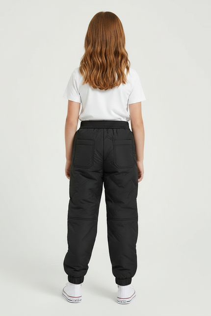 Pantalon Parachute Noir Matelassé Enfant Confortable Hiver - Polyester - vue 2