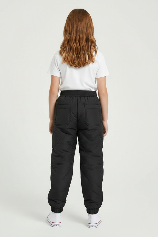 Pantalon Parachute Noir Matelassé Enfant Confortable Hiver - Polyester - vue 2