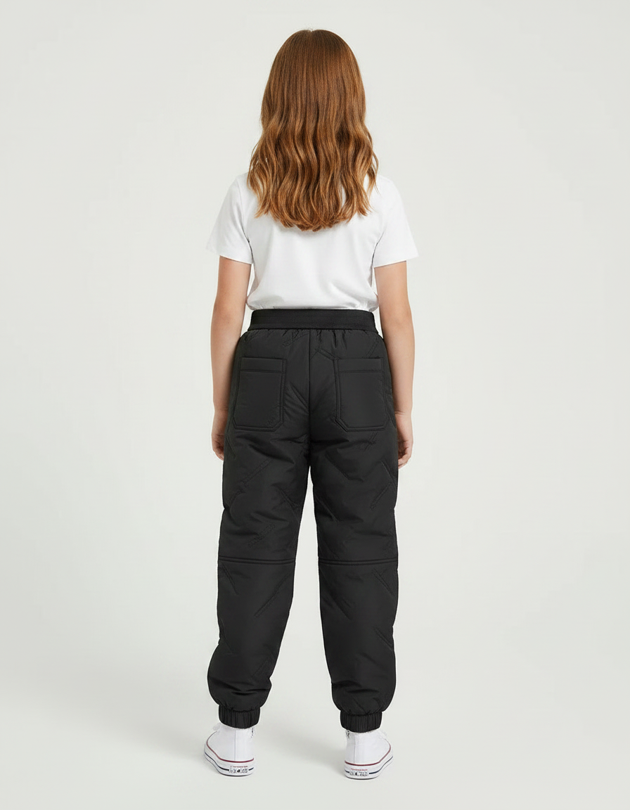 Pantalon Parachute Noir Matelassé Enfant Confortable Hiver - Polyester - vue 2