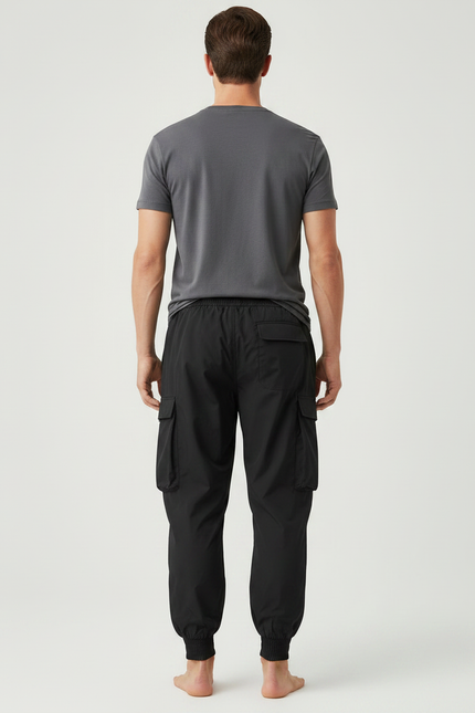 Pantalon Parachute Noir Cargo Ample Homme Sport - Polyester - vue 2