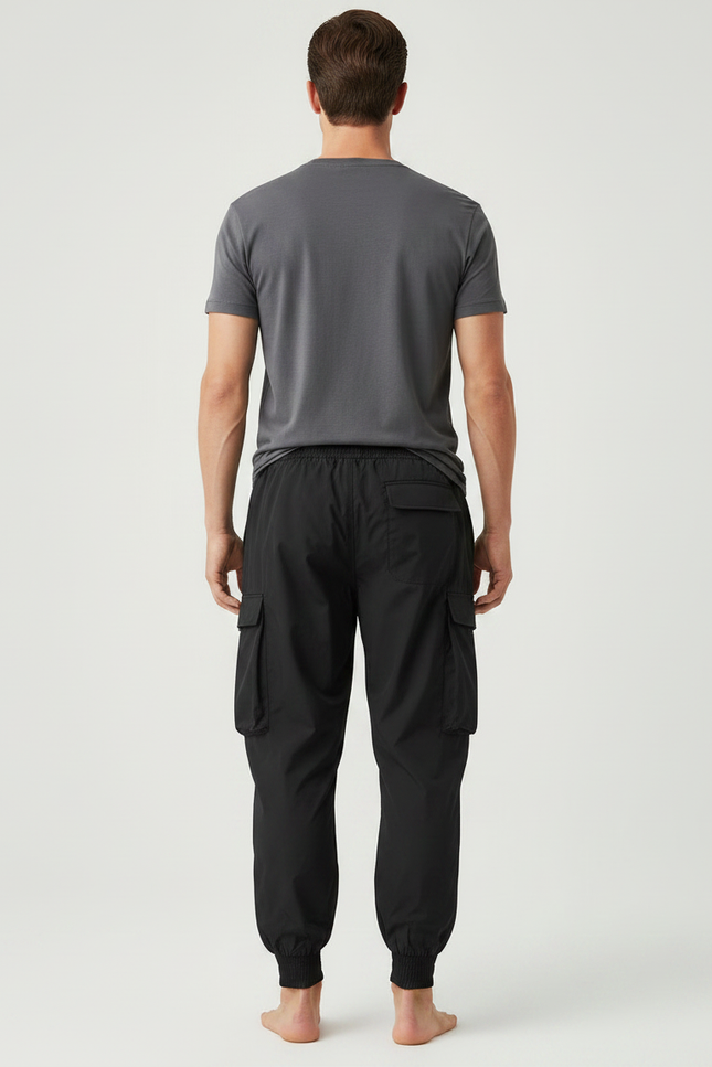 Pantalon Parachute Noir Cargo Ample Homme Sport - Polyester - vue 2