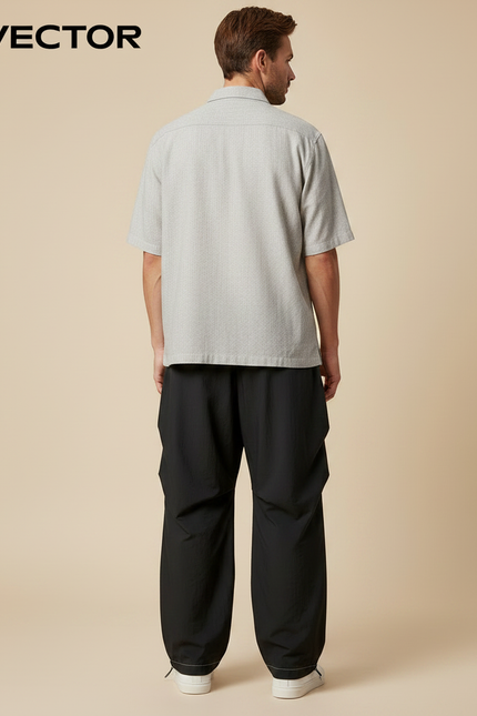 Pantalon Parachute Noir Ample Décontracté Urbain Couture - Polyester - vue 2