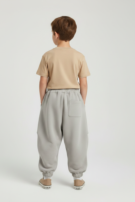 Pantalon Parachute Garçon Gris Resserré Aux Chevilles Streetwear - Molleton - vue 2