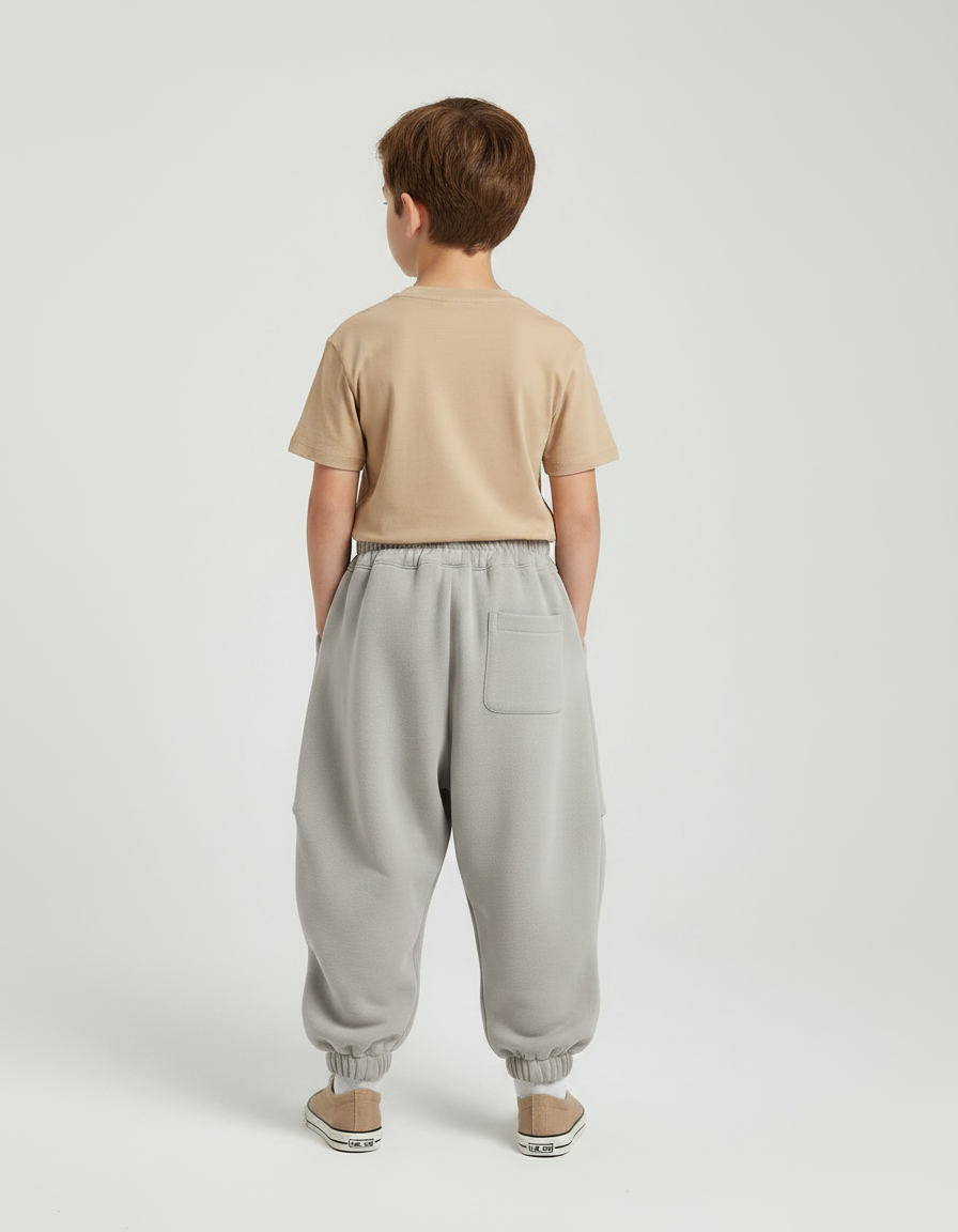 Pantalon Parachute Garçon Gris Resserré Aux Chevilles Streetwear - Molleton - vue 2