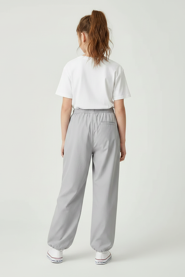 Pantalon Parachute Gris Ample Léger Décontracté Fille - Polyester - vue 2
