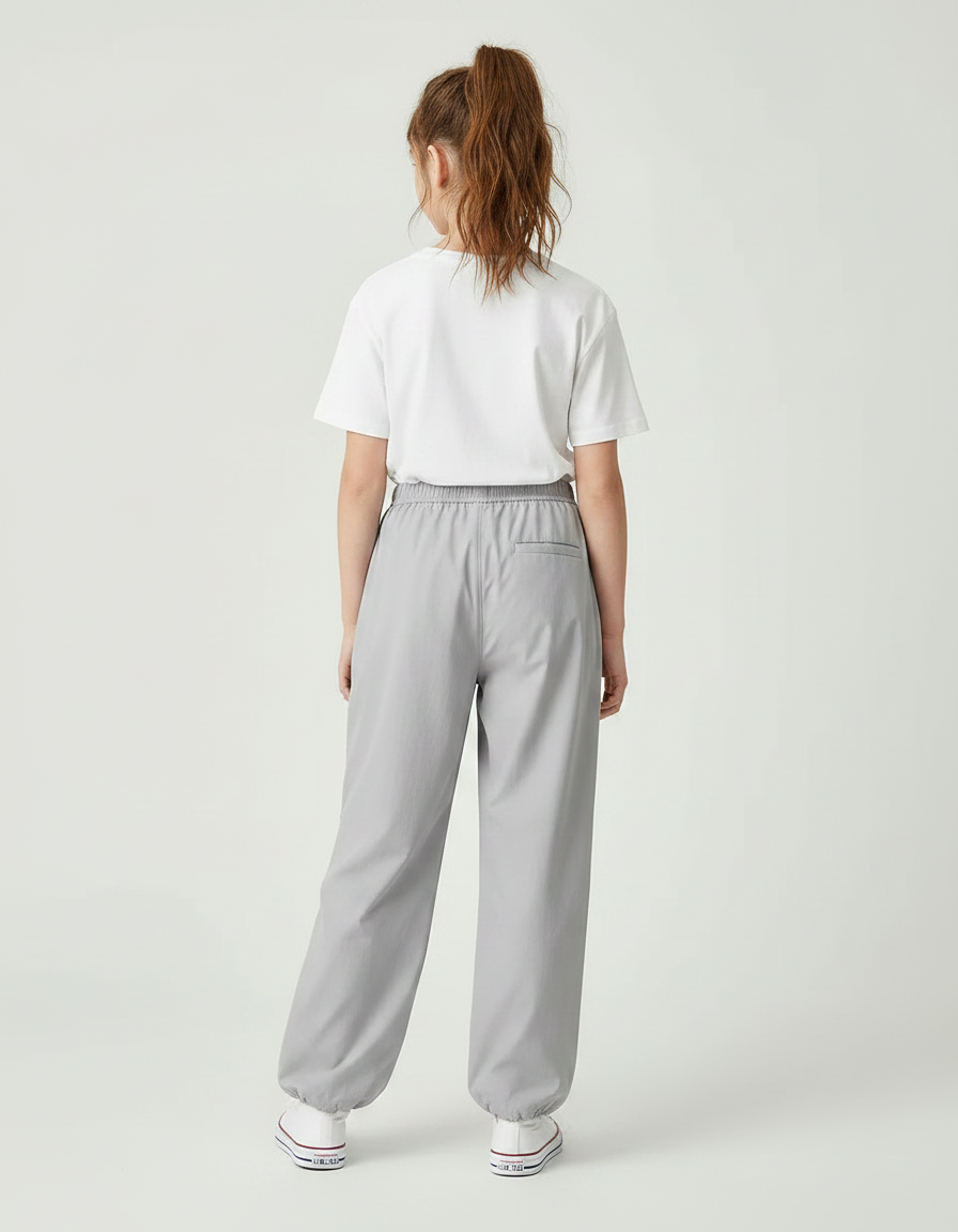 Pantalon Parachute Gris Ample Léger Décontracté Fille - Polyester - vue 2