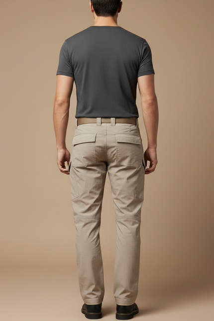 Pantalon Parachute Beige Cargo Tactique Robuste Homme - Polyester - vue 2