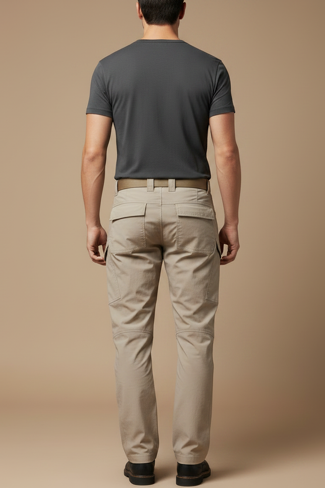 Pantalon Parachute Beige Cargo Tactique Robuste Homme - Polyester - vue 2