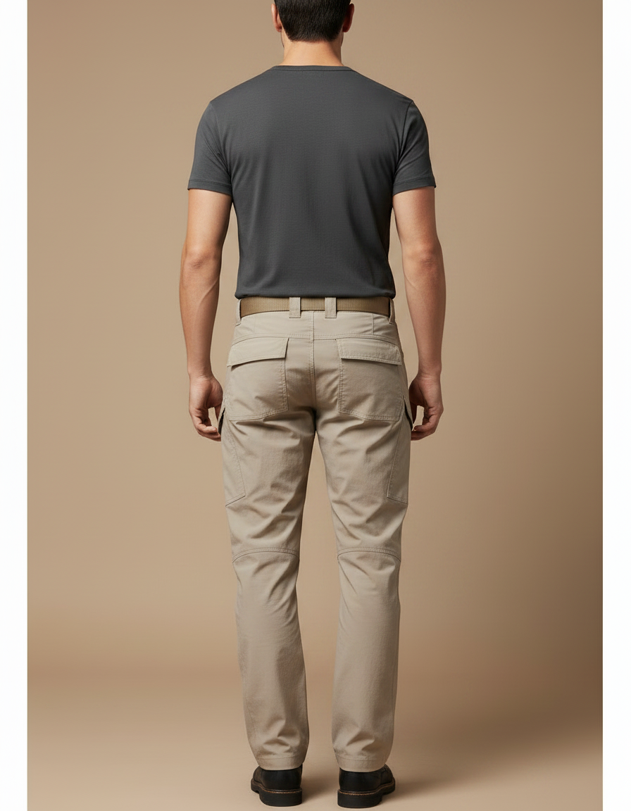 Pantalon Parachute Beige Cargo Tactique Robuste Homme - Polyester - vue 2