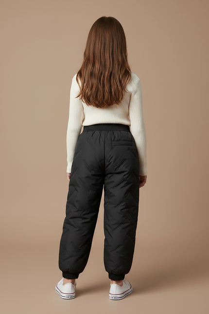 Pantalon Parachute Noir Matelassé Ample Enfant Hiver - Polyester - vue 2