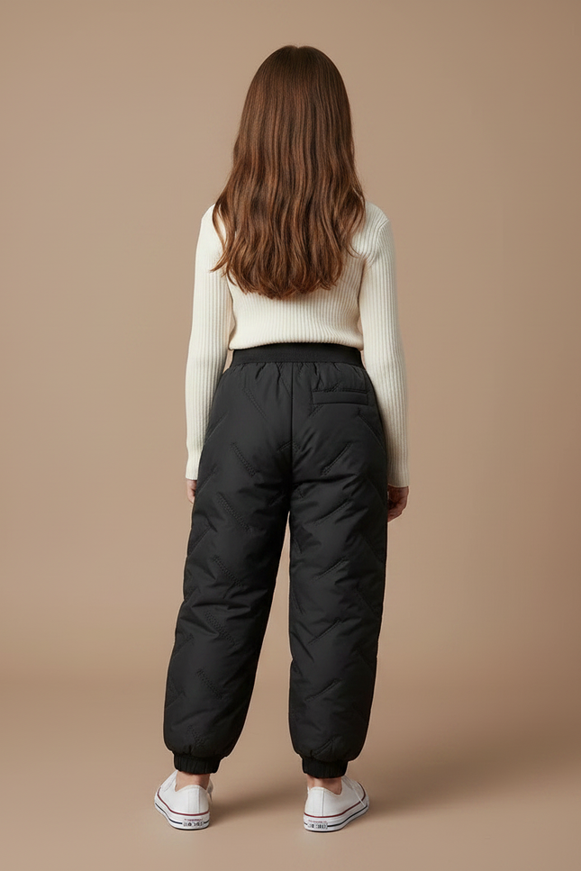 Pantalon Parachute Noir Matelassé Ample Enfant Hiver - Polyester - vue 2