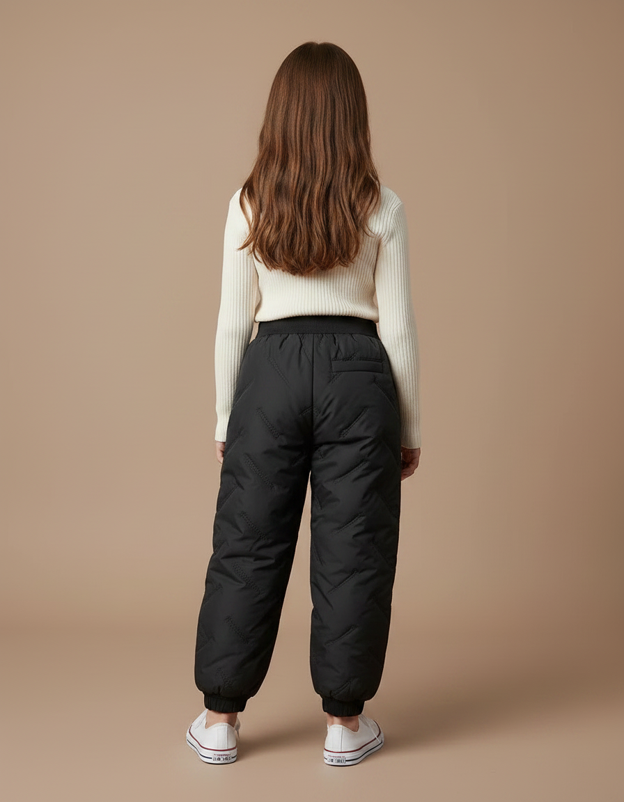 Pantalon Parachute Noir Matelassé Ample Enfant Hiver - Polyester - vue 2