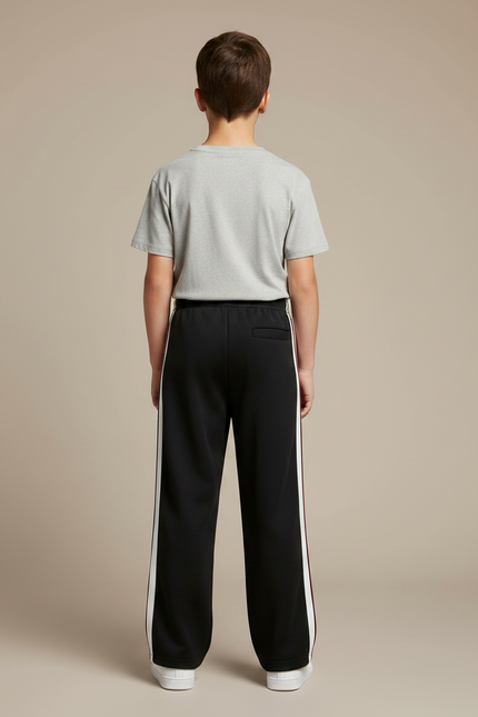 Pantalon Parachute Noir Ample Sportif Garçon Bandes - Polyester - vue 2