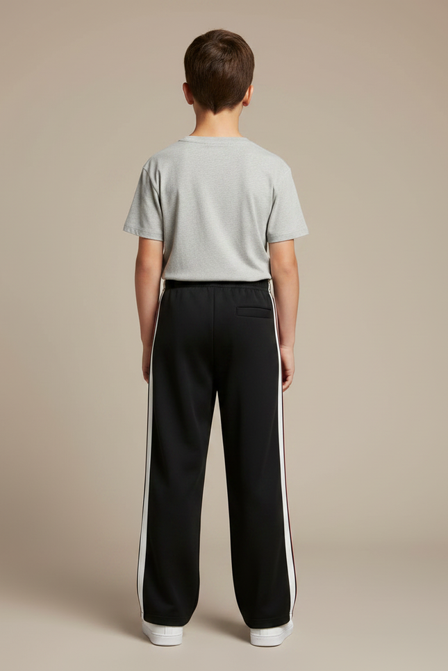 Pantalon Parachute Noir Ample Sportif Garçon Bandes - Polyester - vue 2