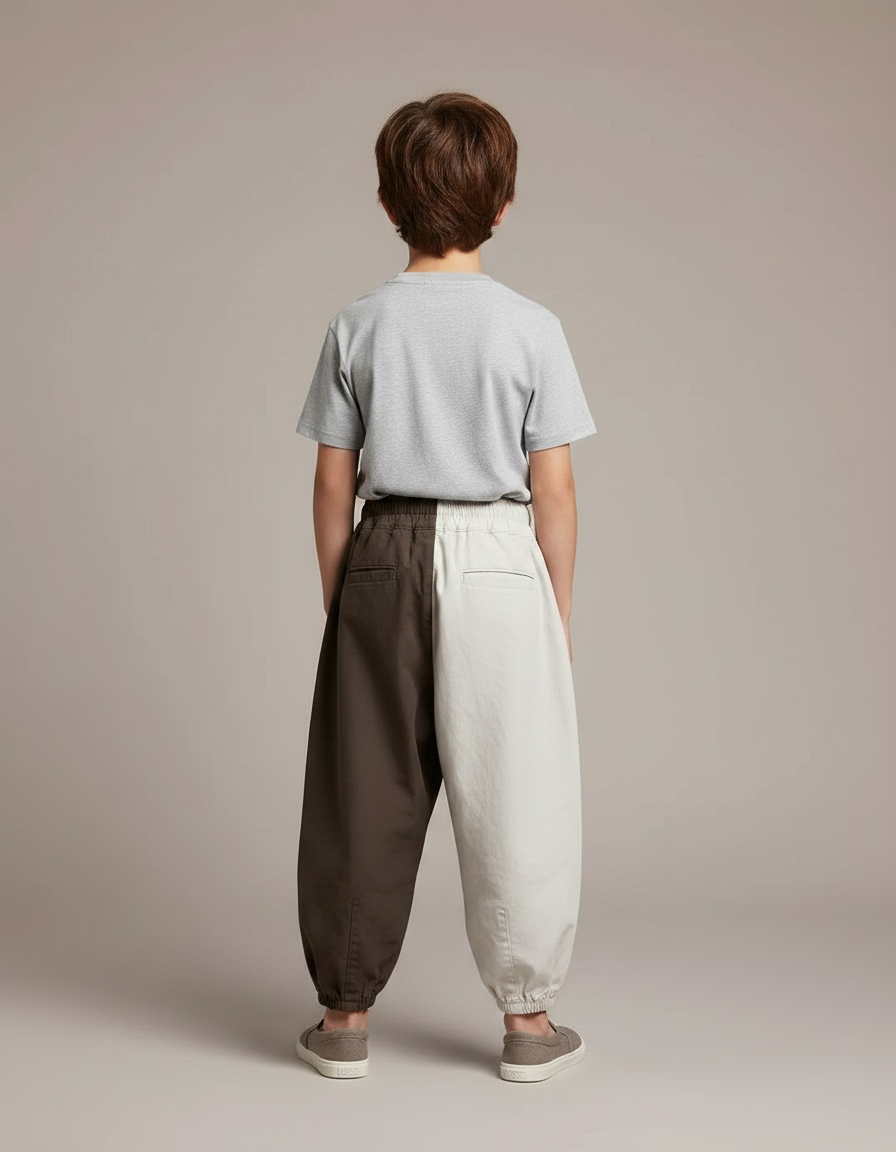 Pantalon Parachute Bicolore Ample Garçon Décontracté - Multicolore Toile - vue 2