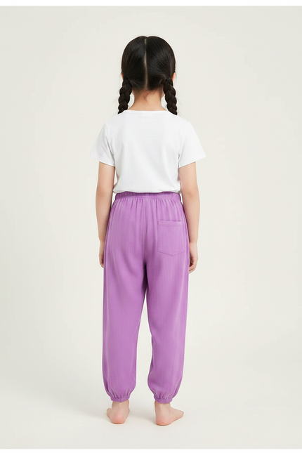 Pantalon Parachute Violet Fluide Ample Coton Enfant - Lin - vue 2