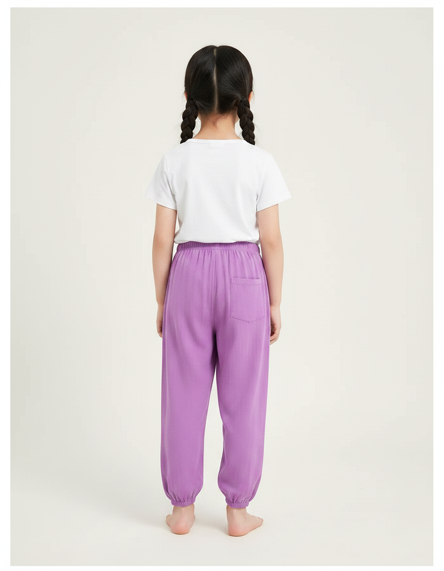 Pantalon Parachute Violet Fluide Ample Coton Enfant - Lin - vue 2