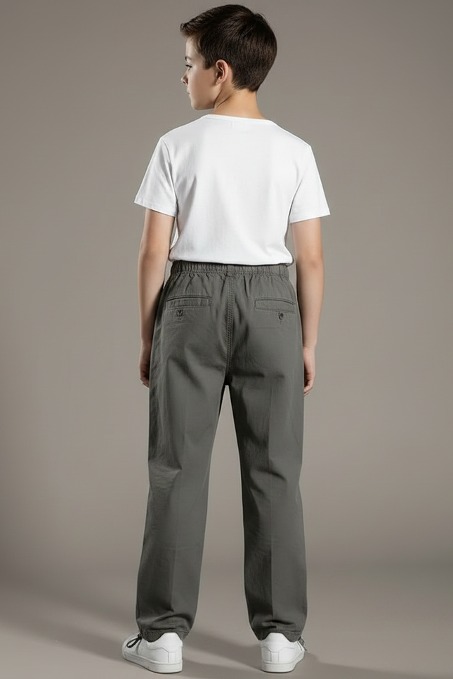 Pantalon Parachute Gris Coton Ample Décontracté Enfant - vue 2