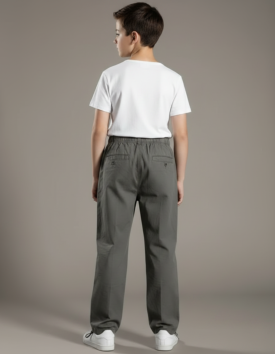 Pantalon Parachute Gris Coton Ample Décontracté Enfant - vue 2