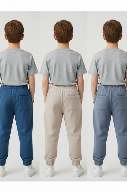Pantalon Parachute Côtelé Ample Décontracté Garçon - Bleu Cordé - vue 2