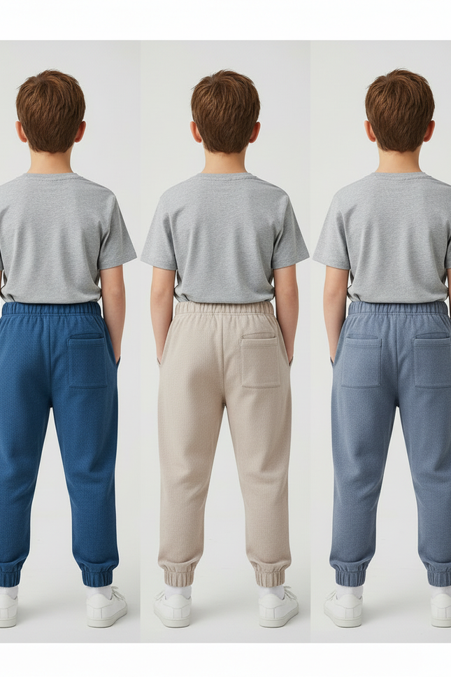 Pantalon Parachute Côtelé Ample Décontracté Garçon - Bleu Cordé - vue 2