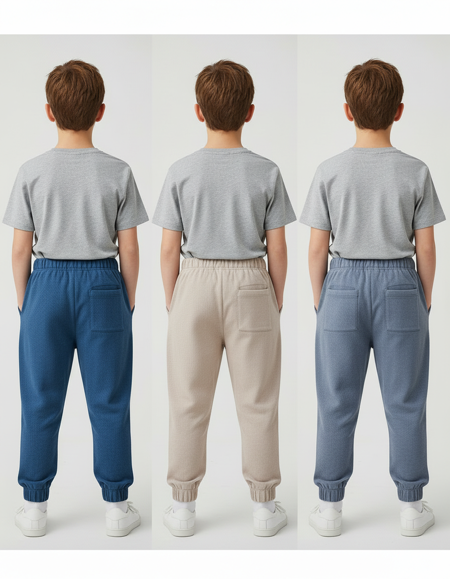 Pantalon Parachute Côtelé Ample Décontracté Garçon - Bleu Cordé - vue 2